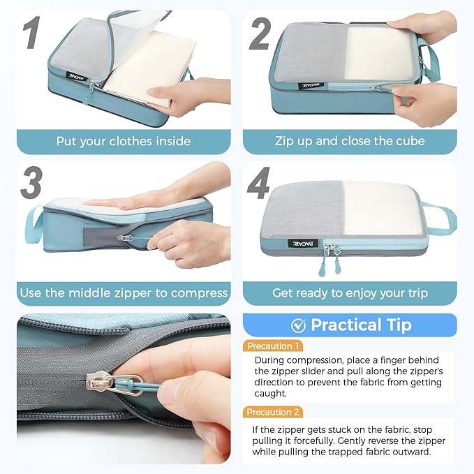 BAGAIL 6 Set Ultralight Compression Packing Cubes Packing Organizer for Travel Accessories Luggage Suitcase Backpack - Image 3