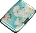 Mini RFID Aluminum Wallet Credit Cards Holder Business Card Case Metal ID Case for Men Women(White peony) by ELFISH