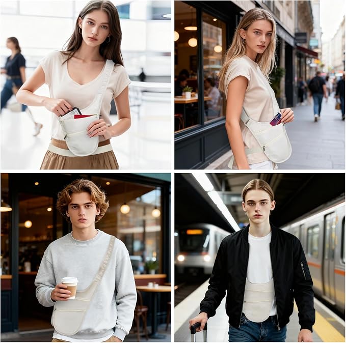 Crossbody Bag for Men Women Anti-Theft Money Belt for Travel Hidden Slim Passport Holder Mini Sling Bag Chest Belt Under Clothes to Protect Cash, Credit Cards, Phone - Image 7