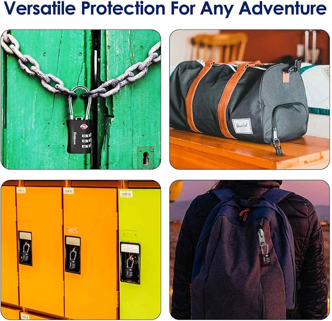 2 Pack TSA Approved Luggage Locks, Combination Travel Cable Padlock, 3-Digit Waterproof Lock, TSA Accepted Outdoor Keyless Resettable Lock for Lockers, Bags, Gym, Gate-Black - Image 6