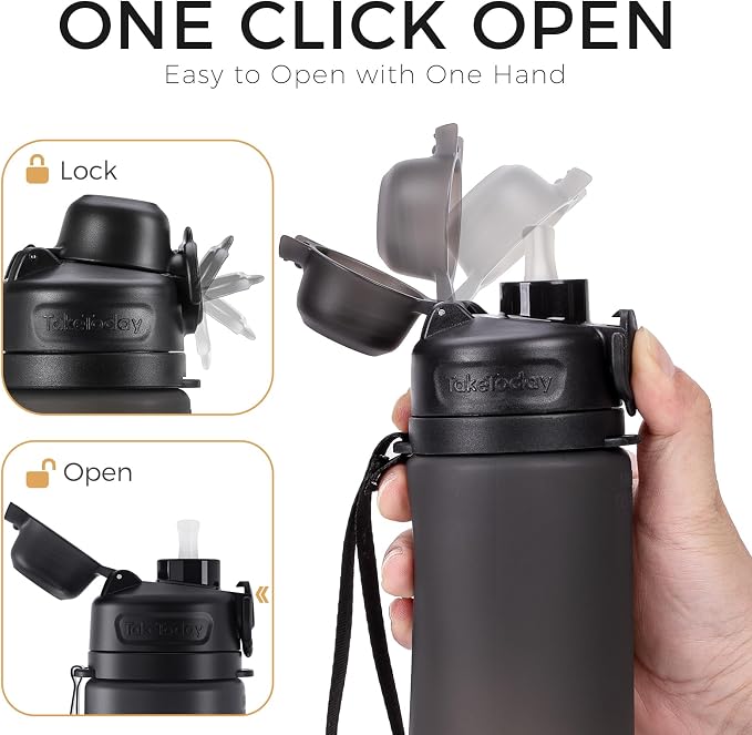 TakeToday Collapsible Water Bottles 21oz (600mL), Foldable Platinum Silicone Travel Water Bottle with Straw & Carry Strap, Leak-Resistant Screw Lid, Wide Mouth, BPA-Free for Hiking, Camping, Travel - Image 5