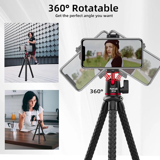 Portable Camera Tripod, Mini Flexible Stand for Phone with Cold Shoe Phone Mount for iPhone iPhone 17 16 15 14 Pro Max XS Max X Canon Nikon Sony DJ Pocket 3 Cameras Gopro Travel - Image 3