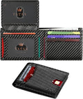 VATAN Wallet for Men Slim RFID Blocking Leather Credit Card Holder Wallet for 15 Cards, Bifold Minimalist Thin Wallet with 2 ID Windows & Cash Slot, With Gift Box (Carbon Fiber Black) by VATAN