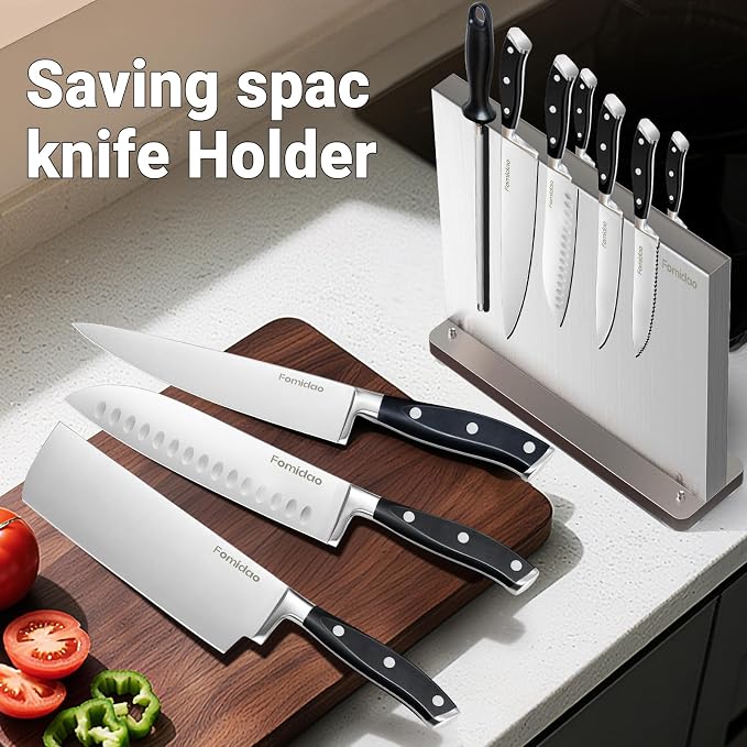 4PSC Knife Block Set With Magnetic Knife Block Holder, Ultra-Sharp Japanese Kitchen Knife Set, High-carbon Steel Chef Knife Sets With Full Tang Handle Design - Image 3