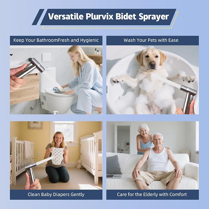 Vayzluiy Handheld Toilet Bidet Sprayer for Toilet-Adjustable Water Pressure Control with Bidet Hose for Feminine Wash, Stainless Steel Brushed Nickel Cloth Diaper for Baby Wash (Stainless Steel, 1) - Image 7