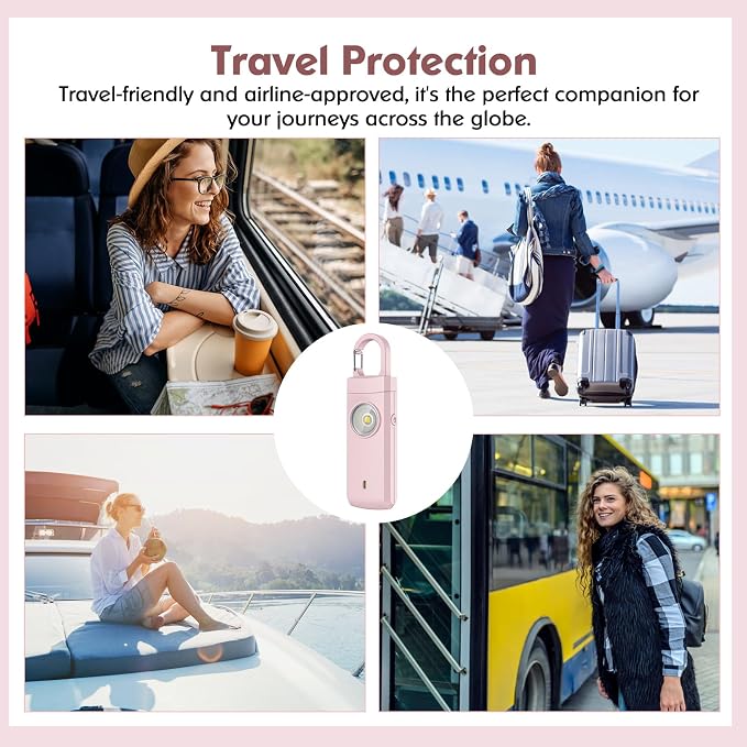 Rechargeable Personal Alarm for Women - Christmas Birthday Gifts for Women, Daughter, College Student, Teen Girl, Elders, Kids, Siren Alarm, USB Charging, Pink - Image 5