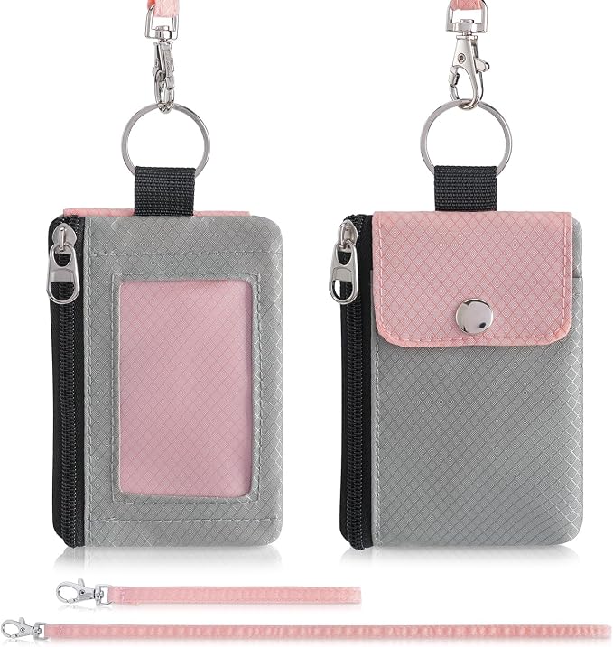 Artpaxy Minimalist Wallet For Mens Womens, Keychain RFID Blocking Zipper Small Wallet with ID Window 2 Lanyards,Water Resistant Travel Cash Card Coin Case Boys Girls - Image 7