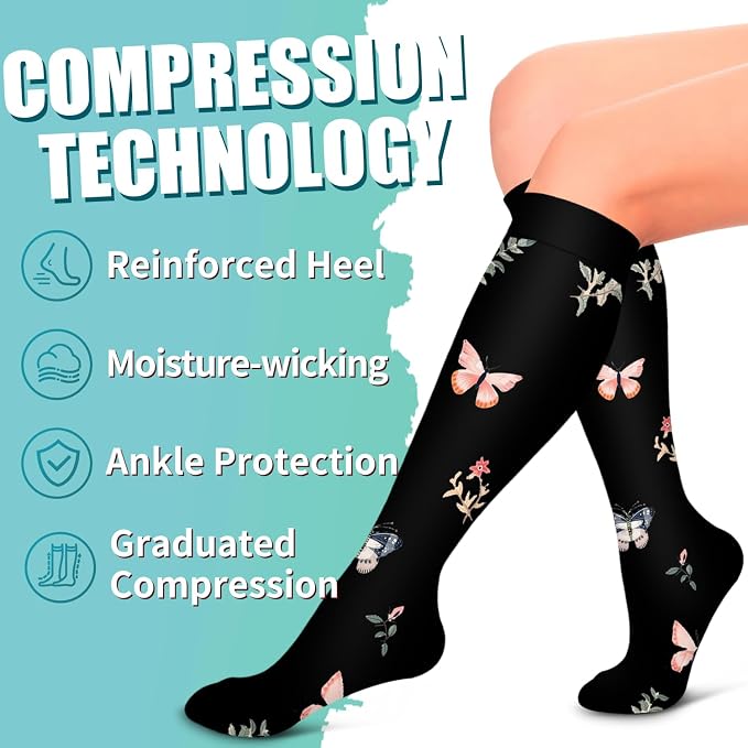 Compression Socks for Women & Men Circulation(6 pairs)-Graduated Supports Socks for Running, Athletic Sports - Image 5