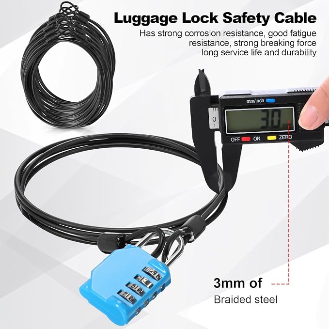 12 Pack Security Cable Luggage Lock with Loops 4 ft 3mm Braided Steel Coated Bike Cable Wire Double Loop Anti Theft Safety for U Lock, Padlock and Disc(Black) - Image 4