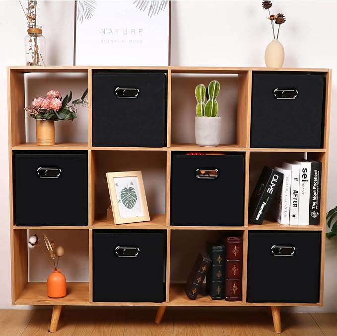 Fabric storage bins Cubes, Fabric Cube Organizer with Handle, Foldable Cube Bins for Cloth or Accessary Storage, 11x11x11, Set of 8, (Black) - Image 4