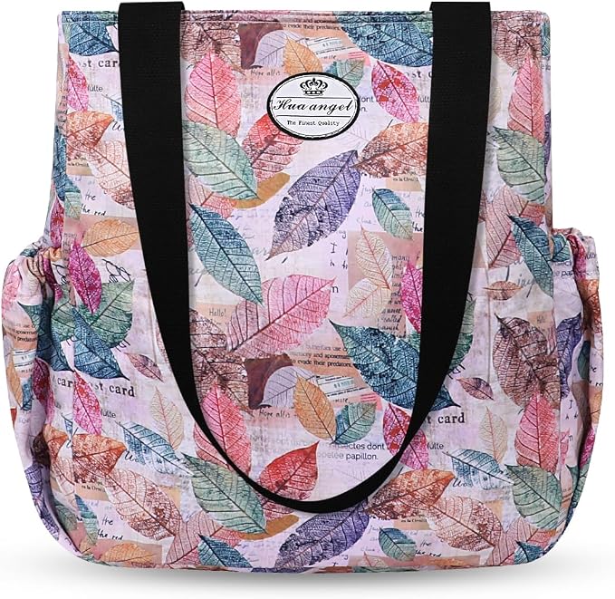 HUA ANGEL Floral Tote Bag - Casual Shoulder Bag Daily Tote Bag with Zipper Gym Travel Shopping Work Handbag for Women - Image 8
