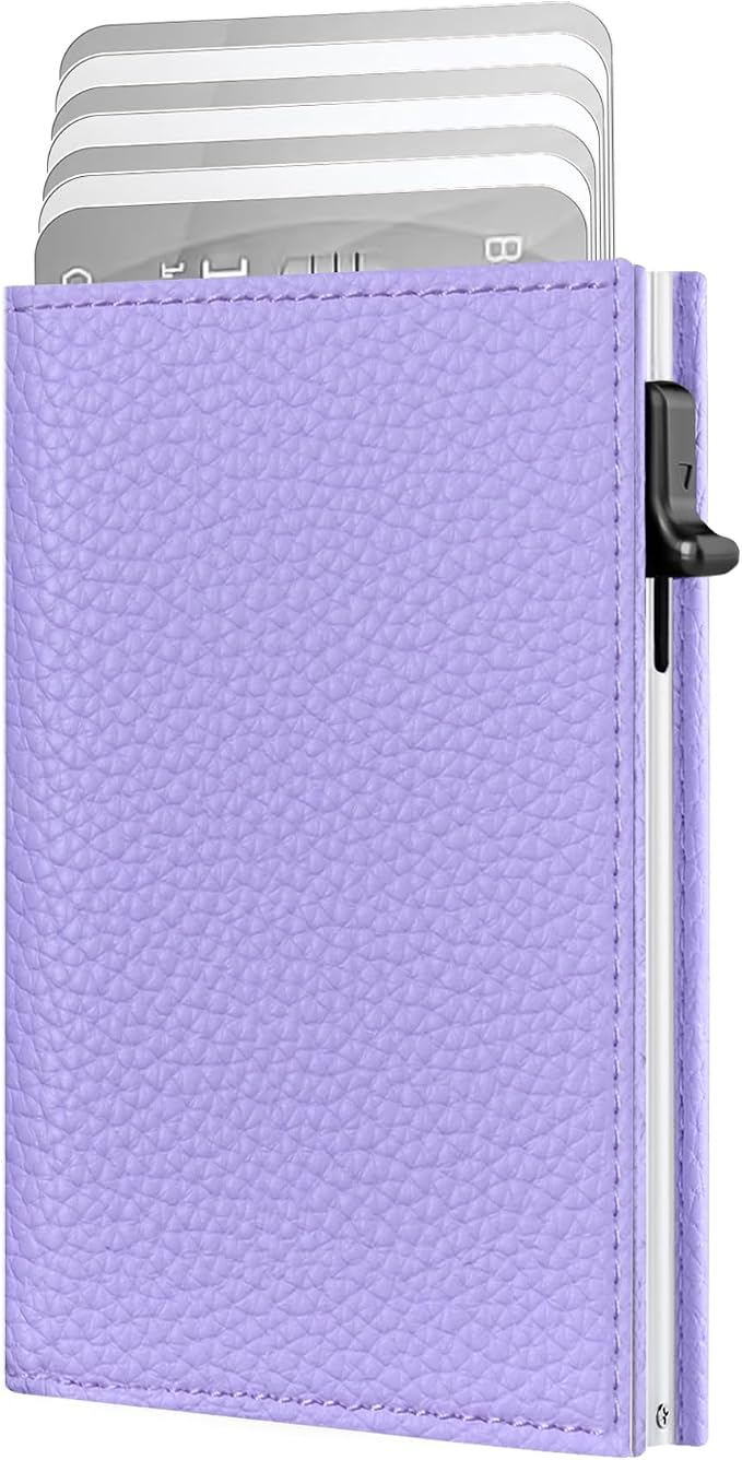 RFID Wallet Women - Small Slim Trifold Leather Wallet with Metal Pop Up Card Holder, 2026 Trendy Lavender Purple, Holds 11 Cards 10+ Bills, ID Window Cash Slot, Gift for Her by vastscenery