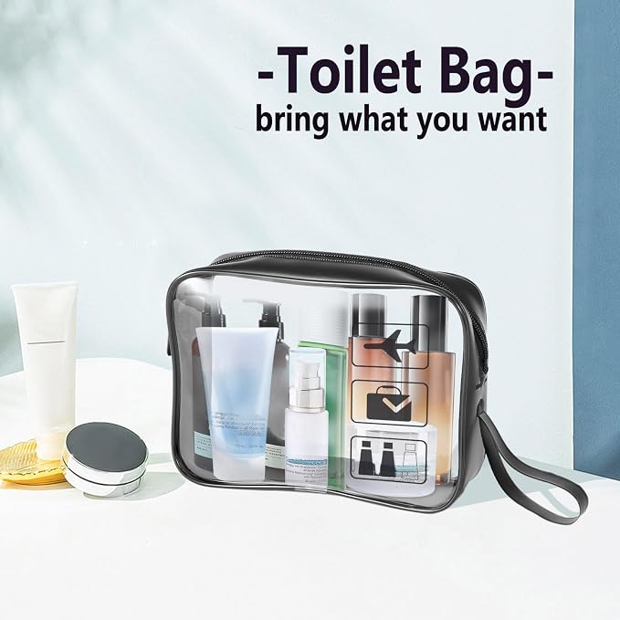 TSA Approved Toiletry Bag 3Pcs,Clear Travel Bags for Toiletries, | 3 Pack,Carry on Airport Airline Compliant Bag,Black - Image 2