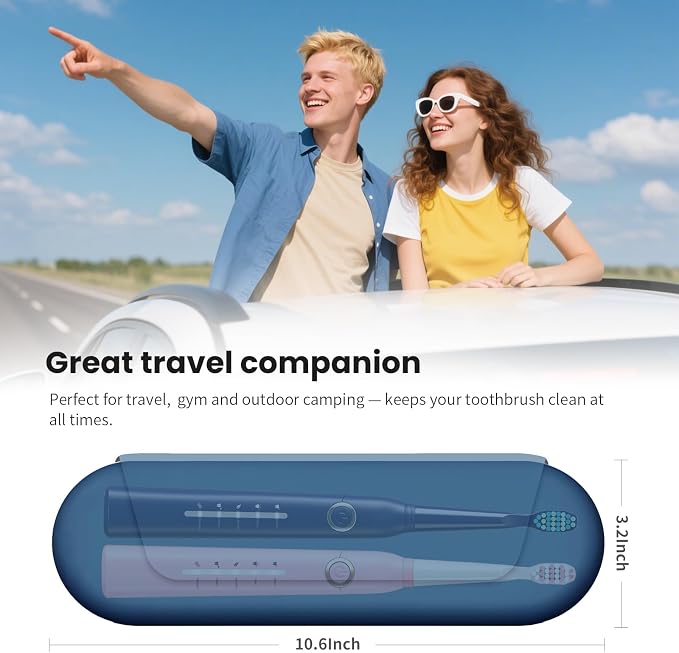 Silicone Electric Toothbrush Travel Case, Manual Toothbrush Travel Cover for Men and Women,Toothbrush Holder for Travel,Gym and More, Fits Most Manual and Electric Toothbrushes - Blue - Image 6