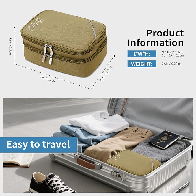 Lanola Electronic Accessories Case,Electronics Travel Organizer, Portable Double Layer Cable Storage Bag for Cord, Charger, Flash Drive, Phone, SD Card,Flash Drive,Adapter - Brown - Image 2
