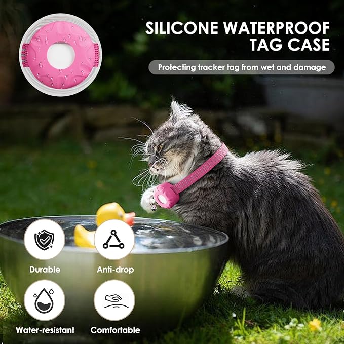 GPS Tracker for Cats,Cat Tracker with Real-Time Location, Pet Tracker with Cat Collar,Compatible with Apple Find My App (Only iOS),No Monthly Fee,Waterproof,Anti-Lost Device (Pink) - Image 6