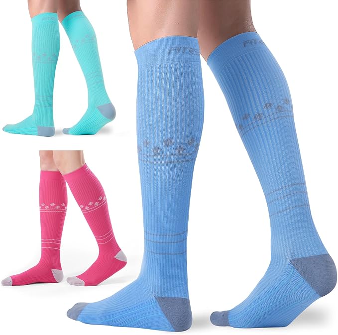 FITRELL 3 Pairs Compression Socks for Women and Men 20-30mmHg-Circulation Support Socks by FITRELL