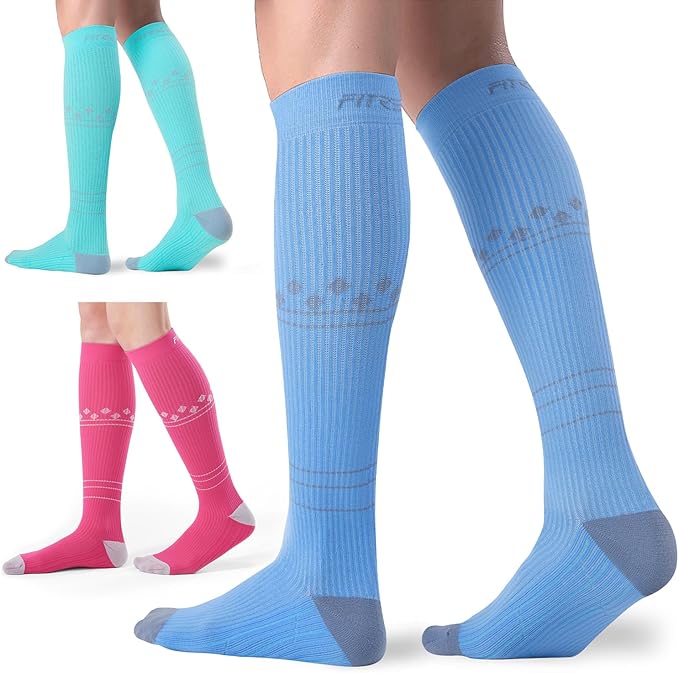FITRELL 3 Pairs Compression Socks for Women and Men 20-30mmHg-Circulation Support Socks by FITRELL