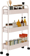 Slim Rolling Cart, Metal Frame Utility Rolling 3-Tier Narrow Storage Cart | Kitchen Storage Organizer, Mobile Shelving Unit for Bathroom Kitchen by Unknown