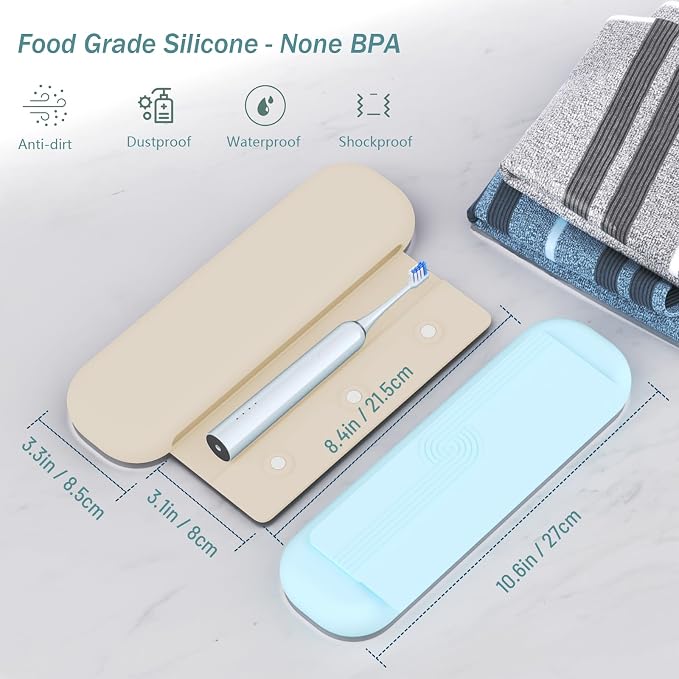Silicone Toothbrush Travel Case, Pro Large Toothbrush Case for Traveling | Electric & Manual Toothbrush Travel Cover for Men and Women, Portable Toothbrush Holder for Trave, Gym, Business Trip, School - Image 2