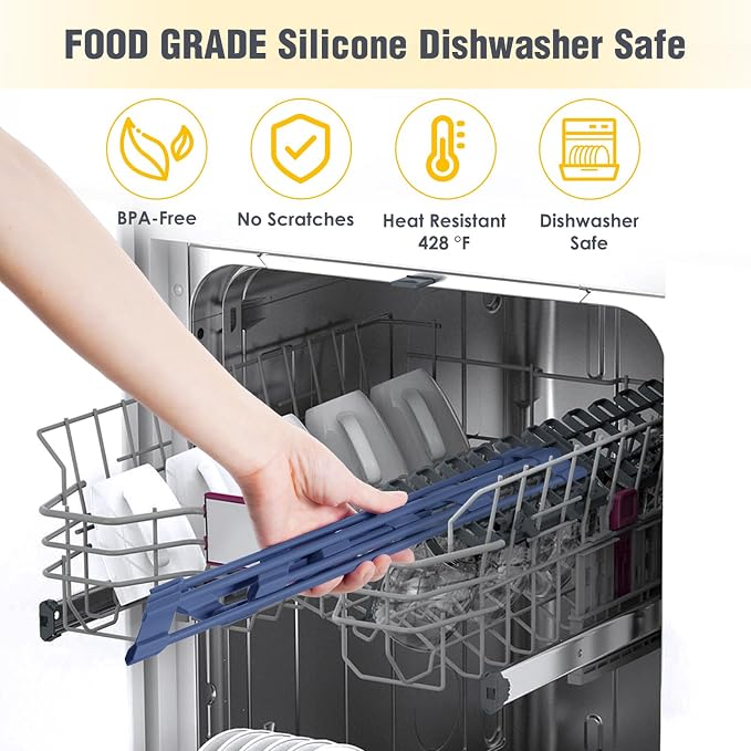 Tomorotec Roll Up Dish Drying Rack with Silicone Coating, Dark Blue | 304 Stainless Steel with BPA-Free Silicone, Triangle Design Maximizes Sink Corner Space, Fits Compact Kitchens And RVs - Image 6