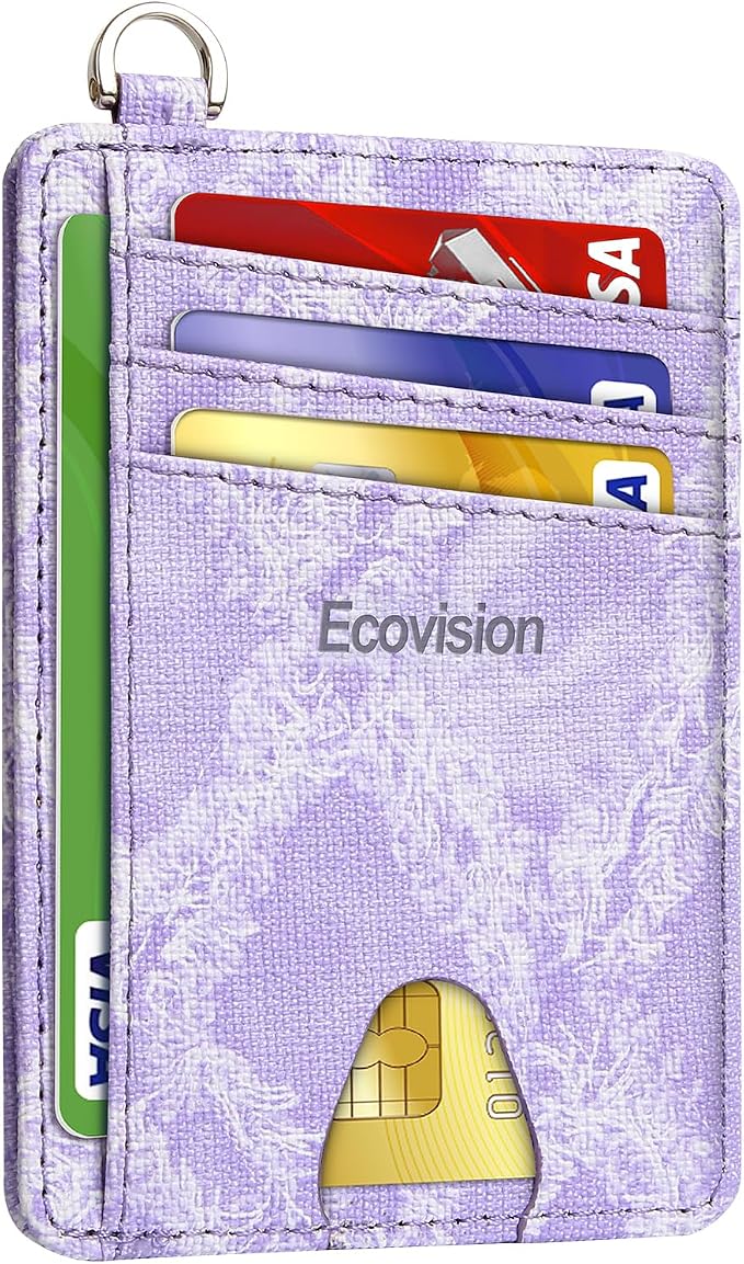 Slim Minimalist Front Pocket Wallet, RFID Blocking Credit Card Holder Wallet with Detachable D-Shackle for Men Women by Ecovision