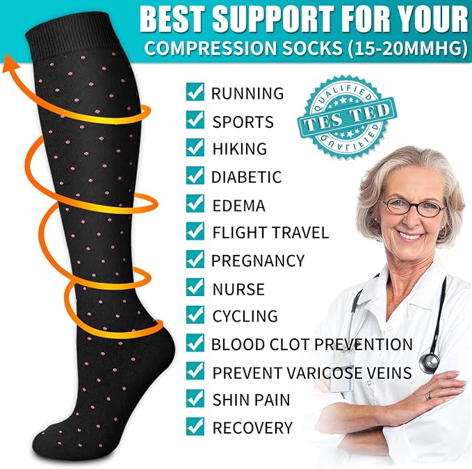 Copper Compression Socks for Women & Men (6 pairs) - Best Support for Nurses, Running, Hiking, Recovery - Image 5