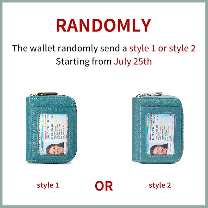 RNIEGA Credit Card Holder Wallet RFID Blocking Leather Small Wallet for Women Double Zipper Wallet with ID Window - Image 2