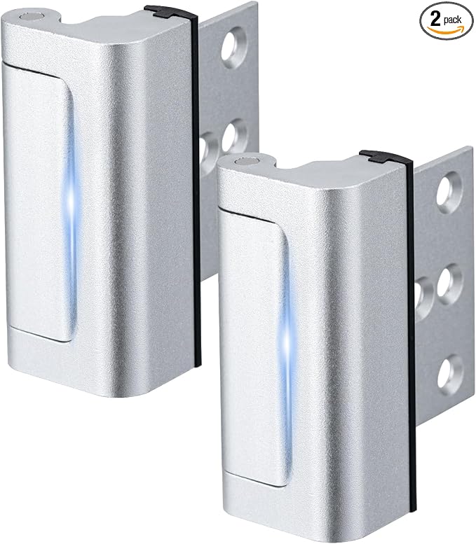 2 Pack Home Security Door Lock,with 3" Stop Withstand 800 lbs (Silver) | Childproof Door Reinforcement Lock,for Inward Swing Doors,Night Kids Safety Metal Flip Lock Deadbolt Latch by Unknown