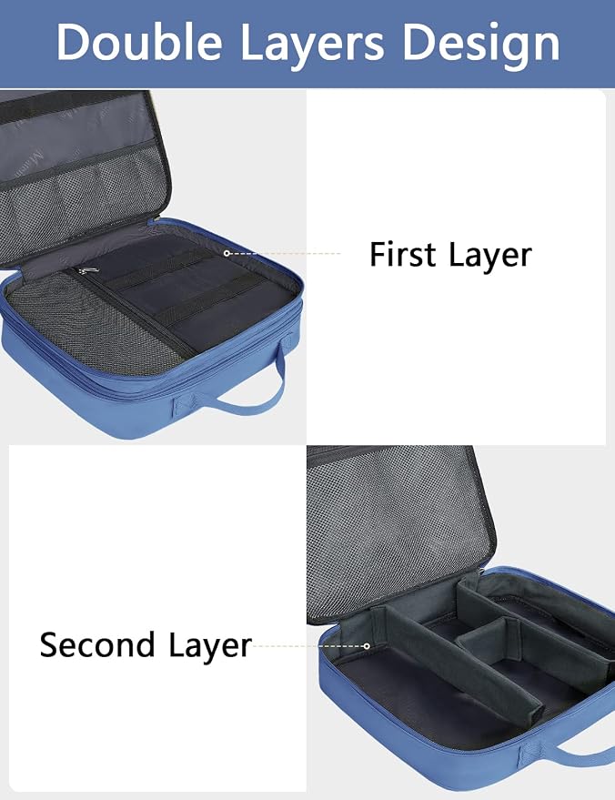 MATEIN USB Cable Organizer Bag, Water Resistant Large Travel Tech Organizer | Electronic Accessories Case with Handle for Tablet, Cable, USB, Hard Drive, Double Layers Travel Gift for Men and Women, Blue - Image 6