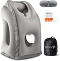 Sunany Travel Pillow, Inflatable Neck Pillow Used for Airplanes/Cars/Buses/Trains/Office Napping with Eye Mask/Earplugs (Gray) by Sunany