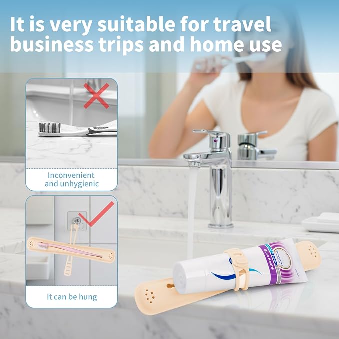 Silicone Toothbrush Travel Case,Portable Travel Toothbrush Holder,Durable Manual Toothbrush Box Container for Traveling,Bathroom,Camping,Business,Breathable and Hygienic (Yellow) - Image 7