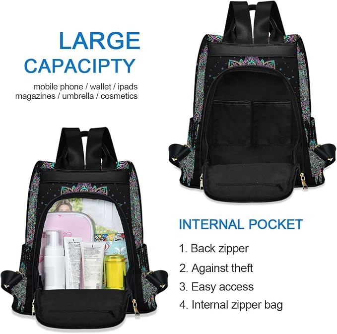 ALAZA Dreamcatcher Lotus Boho Backpack Purse for Women Anti Theft Fashion Back Pack Shoulder Bag - Image 5