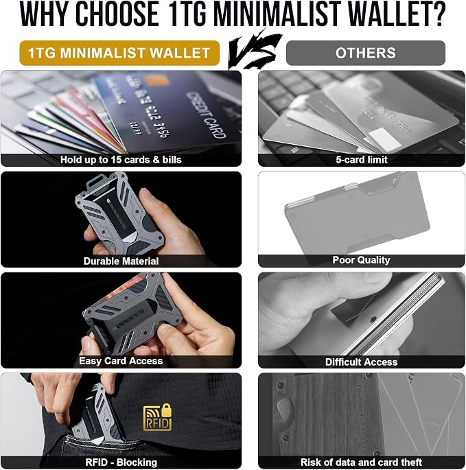 Minimalist Slim Wallet with Moeny Clip, Front Pocket RFID Blocking Wallet Cash Holder, Versatile Credit Card Orgainzer, ID Card Badge Holder for Men | Hold UP to 15 card,C-Shaped Quick-Access Card Slot,Front Pocket Slim Fit Design,Lanyard Compatible Ba... - Image 6