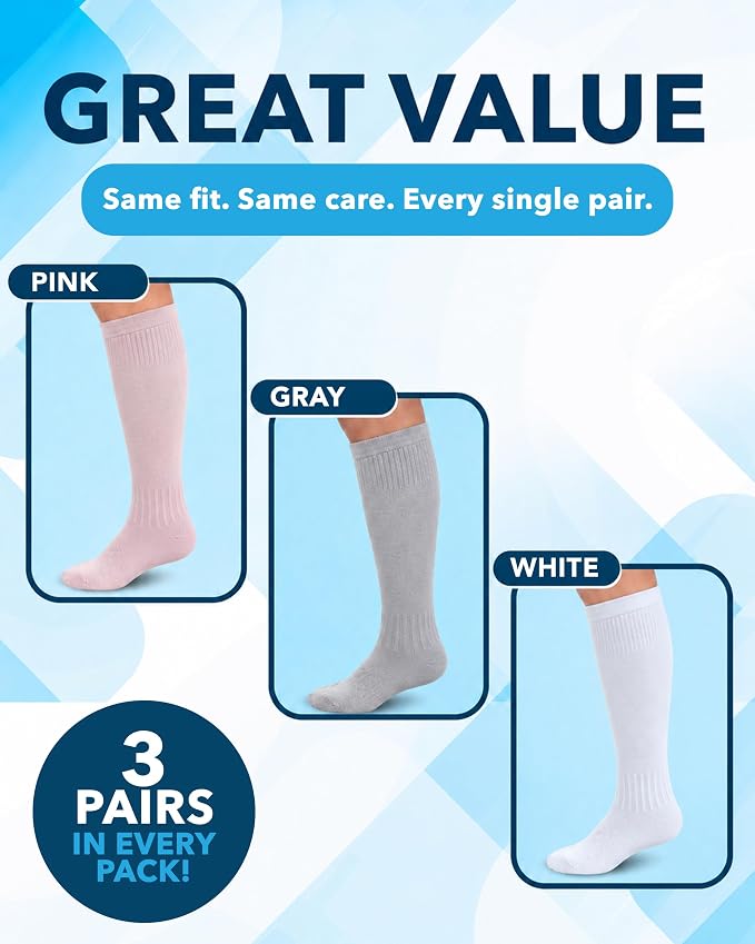 Doctor's Select® Bamboo Viscose Light Compression Socks for Women & Men - 3 Pairs, 8-15 mmHg Compression Socks, Knee High - Image 5