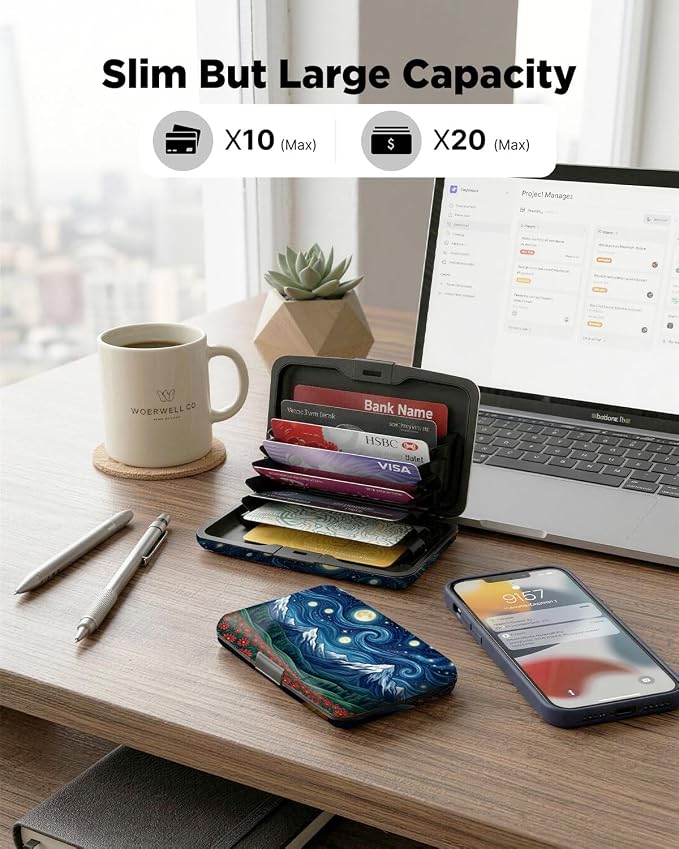 Maicican RFID Blocking Aluminum Credit Card Holder | Slim Metal Wallet for Women & Men, Business Card Case for Travel, Fits Front Pocket, Card holder wallet - Starry Sky Flower - Image 5