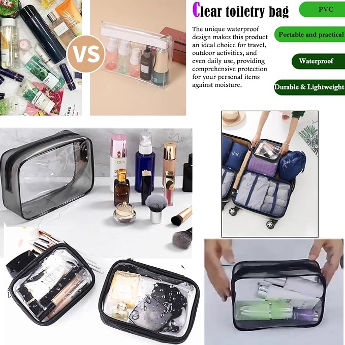 Clear Travel Toiletry Bag TSA Approved Toiletry Cosmetic Bags Men Women & Travel Bottles set for Toiletries TSA Approved Travel Bottle 3.4 oz Leak Proof Refillable & Travel Containers for Toiletries - Image 8