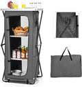 Goplus Folding Camping Storage Cabinet, Pop Up Outdoor Camping Kitchen Station with Large 3-Tier Storage Organizer, Carry Bag, Easy Set Up Portable Compact Camping Table for BBQ Picnic Backyard (47'') by Goplus