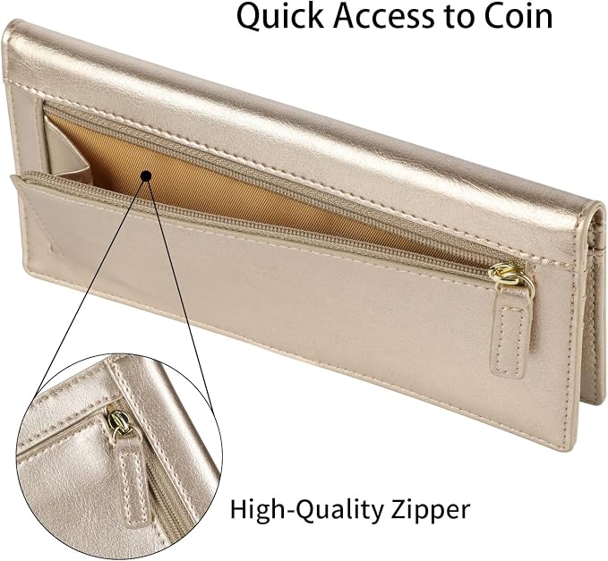 Ultra Slim Thin Leather Women Wallet RFID Blocking Credit Card Holder Bifold Long Ladies Billfold - Image 6