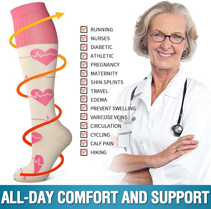 6 Pack Copper Compression Socks for Women and Men Circulation-Best Support for Medical,Running,Nursing,Athletic - Image 6