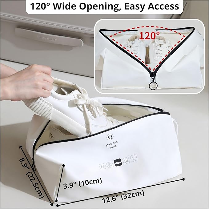 tianzong 2 Pack Double-Layer Fabric Wide-Opening Waterproof Travel Shoe Bag with Comfortable Handle (Black) - Image 4