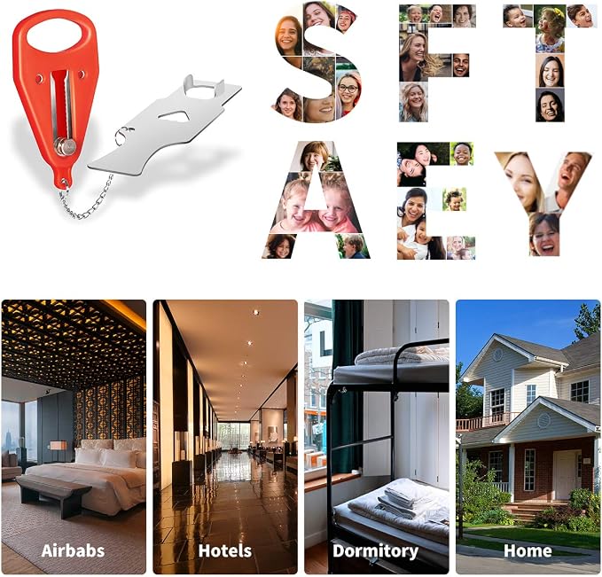 Hotel Door Lock, Portable for Travel Airbnb Apartment, No-Drill Security | Stainless Steel, 4.2oz, No-Tool Install, Inward Door, Rustproof, Compact, for Hotel, Dorm, Rental - Image 7