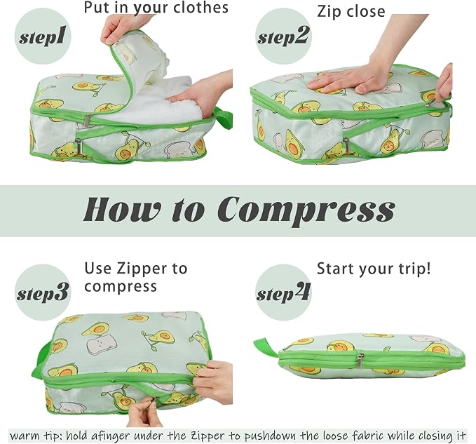 8 Pcs Compression Packing Cubes Travel for Suitcases, Waterproof Luggage Organizer Washable Storage Bags Set for Backpack Travel- Packaging Cubes for Carry-Ons and Storage - Image 2