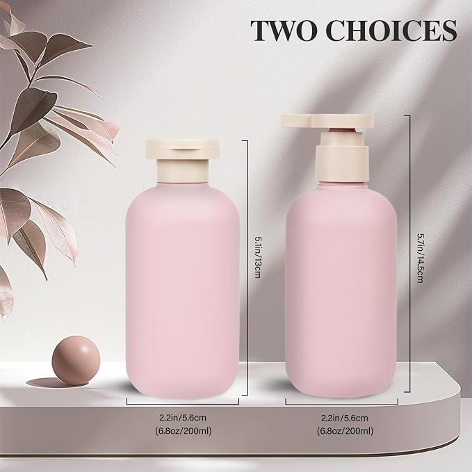 Shampoo and Conditioner Bottles, 6.8oz 2-Pack Travel Bottles | BPA Free, HDPE Material, Lockable, Leak-proof, Squeezable, 2-pack Pump Dispenser, for Wash Supplies - Image 3
