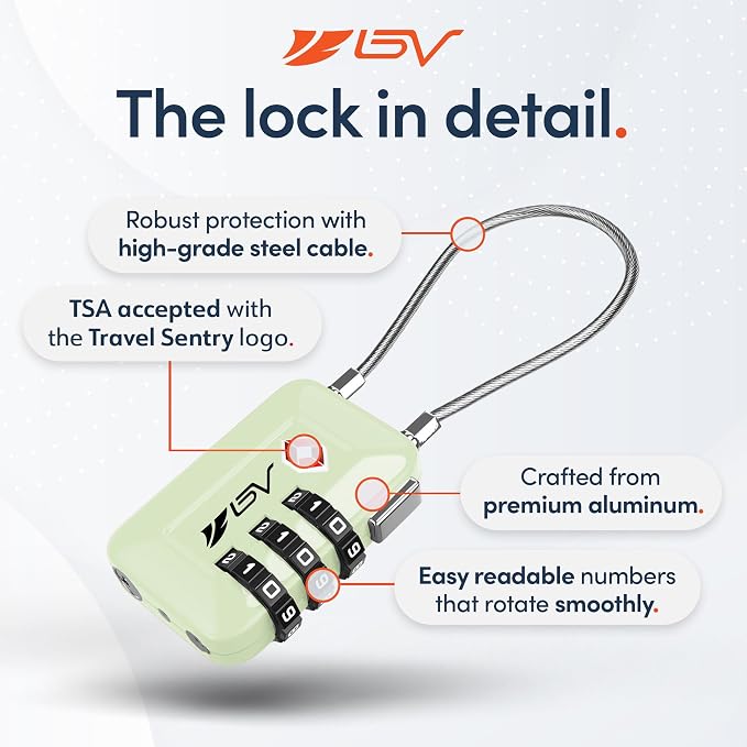 TSA Accepted Luggage Travel Lock, Set-Your-Own Combination Lock for School Gym Locker, Luggage Suitcase Baggage Locks, Filing Cabinets, Toolbox, Case (Mint Green, 1 Pack) - Image 7