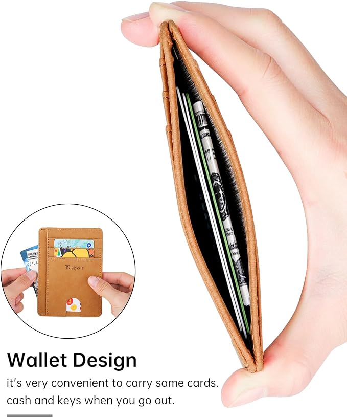 Teskyer Slim Minimalist Wallet for Men, RFID Front Pocket Card Holder | Ultra Slim Front Pocket Design, 8 Card Slots, RFID Protection, Smooth Faux Leather for Everyday Carry - Image 7