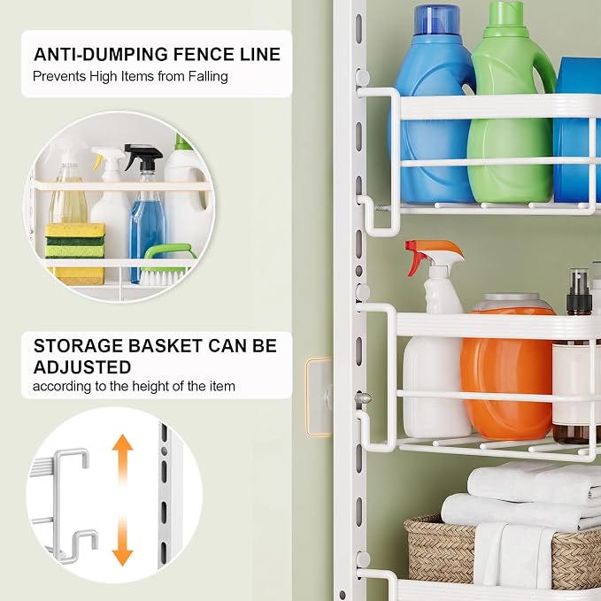 Over The Door Pantry Organizer, 10 Tier Pantry Door Organizers and Storage for Kitchen with Seasoning Shelves, Home & Kitchen Essentials, White - Image 5