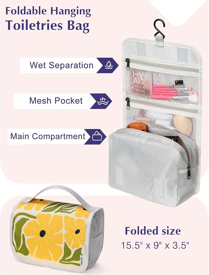 Gonex 10-Piece Compression Packing Cubes with Travel Organizer Set | Floral Pattern, Ripstop Fabric, Double-Zip Compression, Shoe Bag, Laundry Bag, Accessories Bag - Image 3