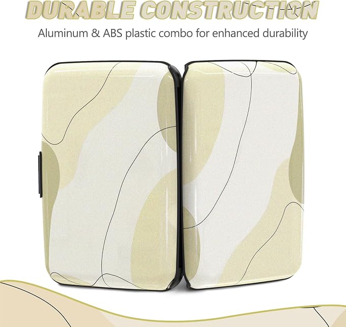 Credit Card Holder, Beige Mini RFID Aluminum Card Wallet Business Card Case | Small Blocking Slim Metal RFID Blocking Front Pocket Wallet Hard Case Durable CC Holder for Women Girls Arts - Image 5