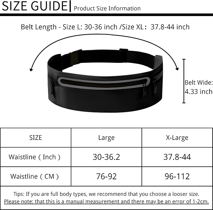 Running Belt for Men Women, Ultra-thin Run Belt with Pockets Secure Adjustable Fanny Pack Marathon Jogging Runners Belt for Phone, Keys & Essentials - Fits 6.9'' Phones (Black, Large) - Image 4